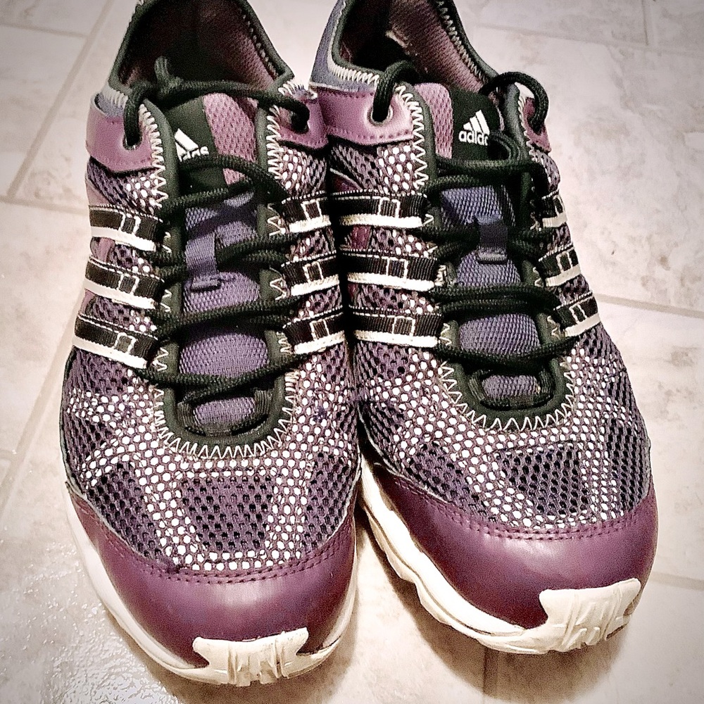 Adidas runners - size 7.5 - EUC - purple white and black